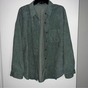 Women’s Olive Green Corduroy Button Down Lightweight Shacket